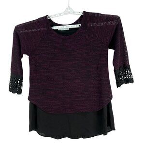 Maurices Womens Lace Cuff Layered Top Size Large